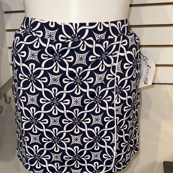 Lulu-B Pants - Lulu B Navy and White Patterned Skort